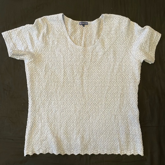 R Stretch Blue blue Pressed flowers Short sleeve Blouse - Picture 1 of 7